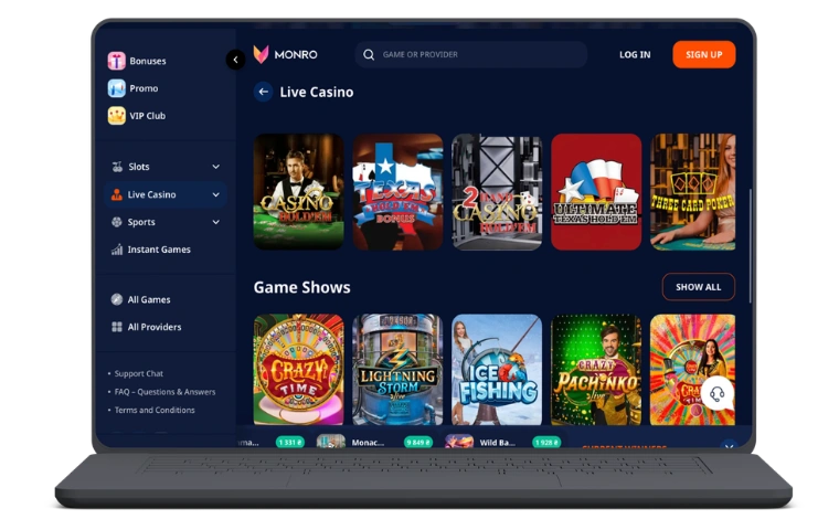 Monro Casino connexion